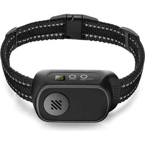 Collier Anti-aboiements Automatique Rechargeable pour Chiens,5 Niveaux de Sensibilité Réglables, Modes Vibration, Choc Statique et Son, Adapté Aux Chiens de Petits,Taille Moyenne,Grande (1/3)