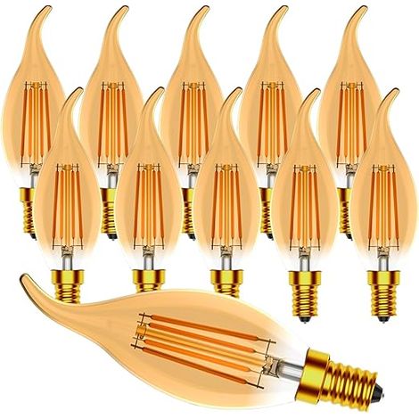 Ampoule Flamme E14 4W Dimmable Ampoule LED C35 Forme de Bougie Filament LED Blanc Chaud 2700K 400LM Ambre (1/5)
