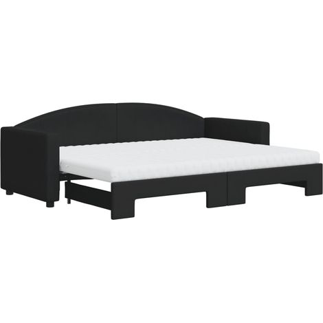 Maison Exclusive - Lit de jour avec lit gigogne et matelas noir 80x200 cm tissu