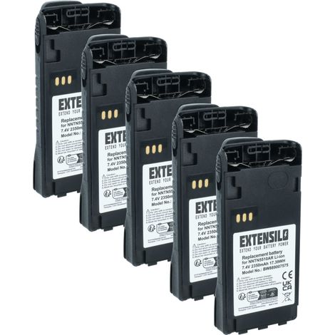 EXTENSILO 5x Batterie remplacement pour Motorola NNTN5510BR, NNTN5510AR pour radio talkie-walkie (2350mAh, 7,4V, Li-ion) - avec clip de ceinture (1/5)