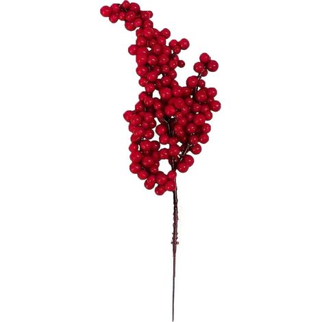 Rameaux De Baies Artificielles - 22 Cm - Rouge - Pour Décoration De Sapin De Noël Et Mariage - 10 Pièces (1/5)