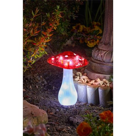 3 x Smart Garden Magic Mushroom Toadstool Post Bollard Ground Solar Light