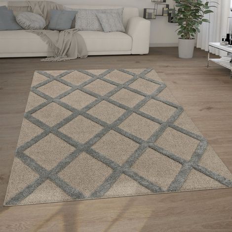 Paco Home Tappeto Salotto Pelo Lungo Shaggy Effetto 3D Etnico Boho Vintage Morbido 80x150 cm, Grigio 2