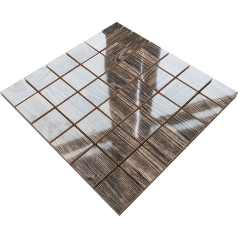 Ilcom mosaico in ceramica per bagno o cucina 30.8cm x 30.8cm - Earth wood (1/3)