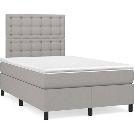 Maison Exclusive - Cama box spring con colchón tela gris claro 12 (1/5)