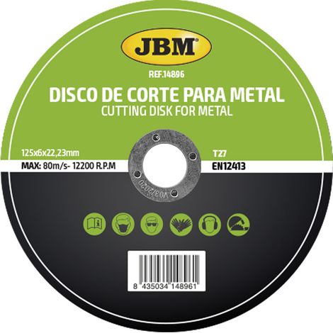 Disco de corte metal JBM t27 125 mm grosor 6 mm