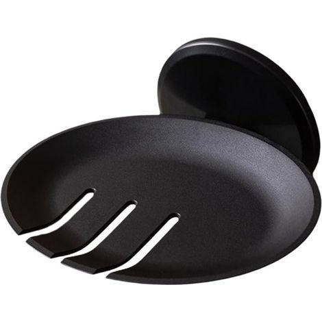 Selbstentleerende Seifenschale mit beweglichen Saugnäpfen zur Wandmontage, hohles Design ermöglicht schnelles Ablaufen des Wassers, geeignet für Badezimmer, Küche, Dusche (schwarz) (1/5)