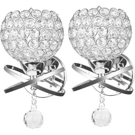 2 lampes murales en cristal argenté – Style moderne décoratif – E14 non incluse – Bricolage pour salon ou chambre (1/5)