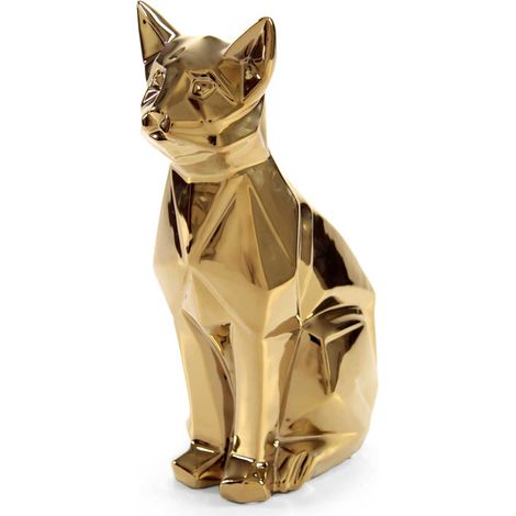 STATUA DECORATIVA GATTO 17X12X28 CM IN COLORE ORO (1/2)