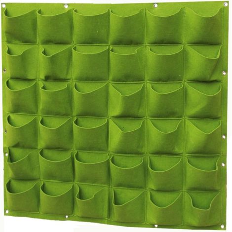 Sac À Plantes Mural 36 Poches - Sac De Plantation Vertical - Jardinière Design À Suspendre - Mur Végétal Extérieur - Jardin Mural Souple en Feutre Résistant Et Écologique vert