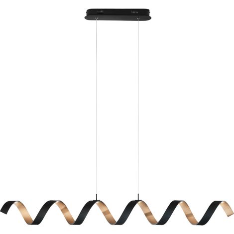 "Sospensione HELIX in alluminio nero e oro 30W luce calda 120 cm."