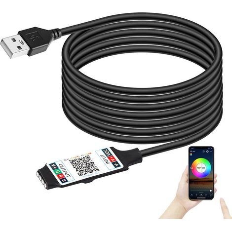 Mini contrôleur Bluetooth RVB de 1 m, contrôleur de lumière LED USB 5 V, pour bande lumineuse RVB 2835 5050 COB (1/5)