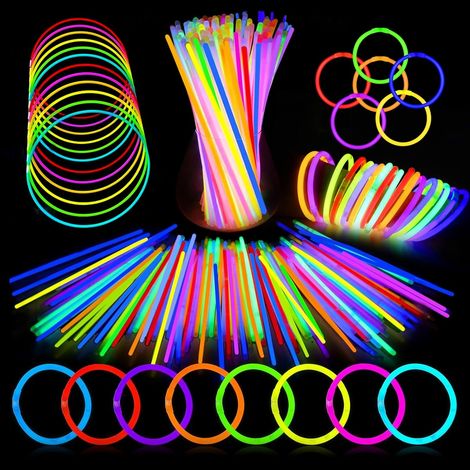 Neon Glow Bracelets – 100 x Multicoloured Fluorescent Bracelets for Children and Adults – Ideal Accessories for Party, Birthday, Disco Party, Pajamas, Party Gifts & Decoration (1/5)