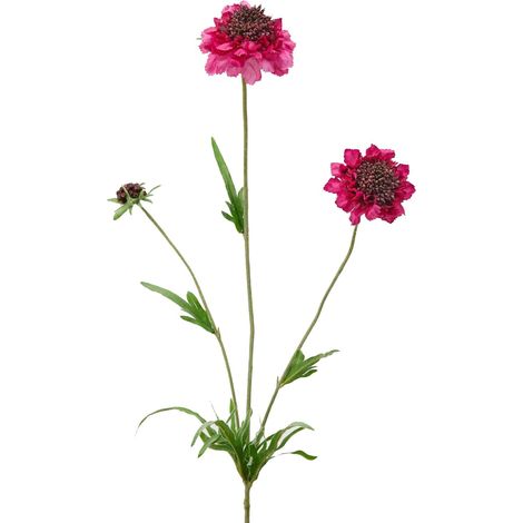 Fiore artificiale "Scabiosa Rex" h 65 cm effetto realistico con stelo e foglie verdi -Malva