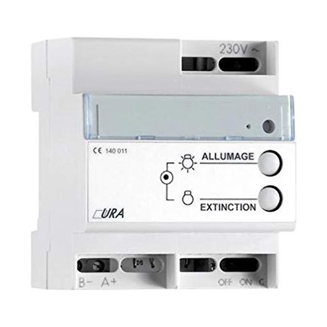 Télécommande pour éclairage de sécurité – Modèle BTM pour SATI – Alimentation 230V AC – Fixation sur rail oméga (DIN) – URA