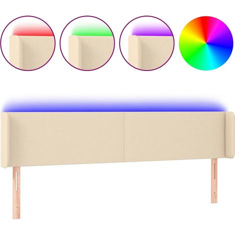 Maison Exclusive - Testiera a LED Crema 203x16x78/88 cm in Tessuto (1/5)