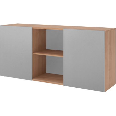 bümö office Sideboard mit Schwebetür Nussbaum/Silber (1/5)