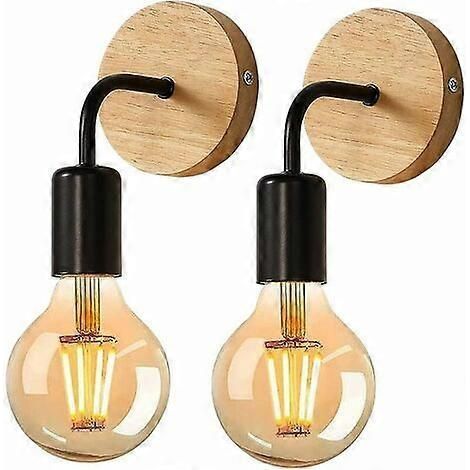 2 Pack Vintage Wall Sconces, Wooden Sconces, Vintage Metal Sconces for Living Room, Bedroom, Industrial Decoration (1/5)