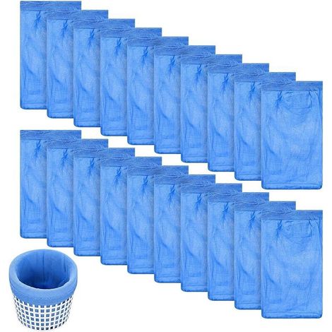 20 Pcs Chaussette Piscine, Chaussettes Piscines, Chaussette Panier pour Skimmer pour Piscine, Chaussette en Nylon à Mailles Fines pour piscines, retiennent débris et Feuilles (Bleues) (1/5)