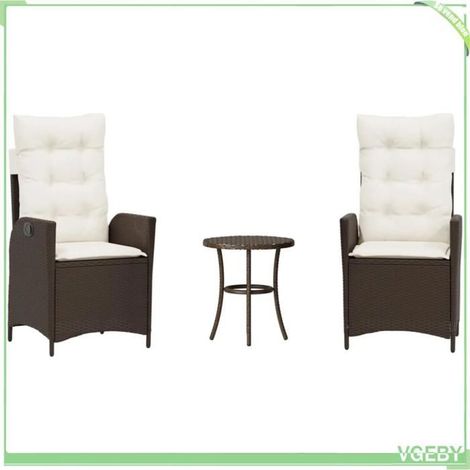 Ensemble de bistro 3 pièces - FAFEICY - Fauteuil inclinable - Résine tressée - Coussins amovibles - Cadre acier (1/5)