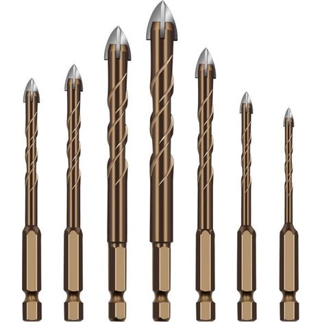 7 Pièces Foret Carrelage, Foret Diamant Carrelage Ø 3-12 mm, Meche Carrelage Hexagonal, pour Verre, Métal, Briquep, Plastique, Bois (1/5)