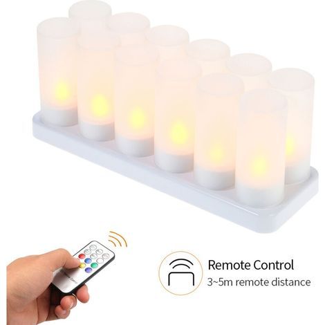 Bougie LED colorée Rechargeable, Simulation de bougies chauffe-plat sans flamme avec tasse givrée, décoration pour la maison, noël, mariage, dîner (1/5)