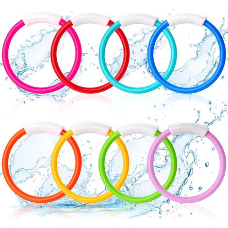 Lot de 8 Anneaux de plongée pour Piscine, Jouets de plongée pour entraînement sous-Marin, Jouet de plongée pour Enfants, Jeux de Piscine Amusants pour la Natation (Anneaux de plongée) (1/5)