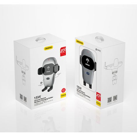Autohalterung mit Qi-Wireless-Ladegerät (15 W), grau (1/5)
