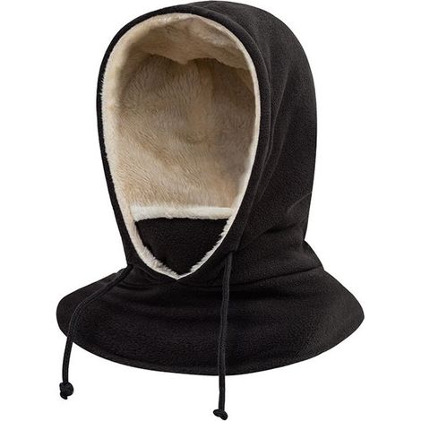 Sturmhaube für Damen und Herren, multifunktional, winddicht, warmes Fleece, verstellbar, mit Nackenwärmer, Outdoor-Maske, zum Radfahren/Wandern, 28 x 44 cm, Schwarz (1/5)