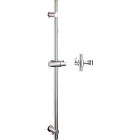 Fortifura Calvi Barre de douche - 90cm - avec coude de raccordement mural intégré - Inox brossé