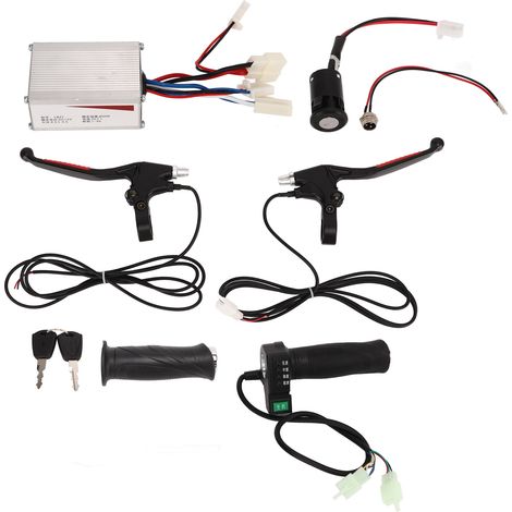 Poignée d'accélérateur 4 vitesses 12V 250W pour vélo électrique, scooter, avec contrôleur à balais, frein à main, serrure de porte électrique, kit d'accessoires. (1/5)