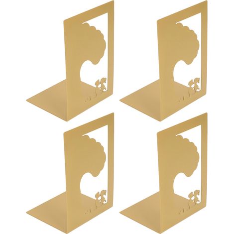 4er-Set Buchstützen, schlicht, schlank, aus Metall, hohl, robust, mit rutschfester Schaumstoffunterlage, ideal für Schreibtisch und Bücherregal, Freundschaft aus Kindertagen (1/5)