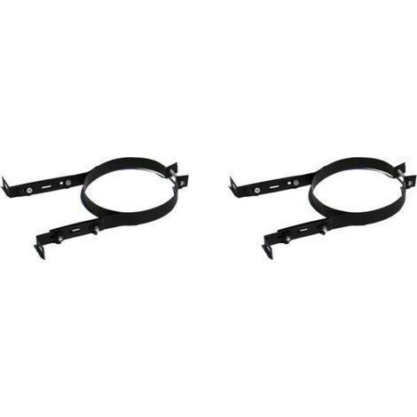 2x Support de tuyau, Acier inoxydable, Réglable, Fixation murale, Conduit 150mm, Pour poêle et foyer (1/5)