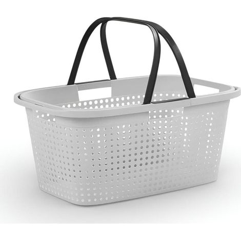 ORION91oficial® - Cesta Grande Plástico con Asa de transporte 38L 10Kg Max 59,5x39x26 cm Color Gris Compra Colada - spaziOrion91 - Pack x2 (1/4)