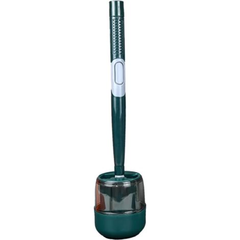 Cepillo de inodoro de silicona, cepillo de baño colgante de silicona para el hogar con dispensador de jabón, limpieza sin puntos muertos (verde)...