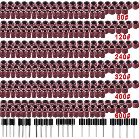 384-teiliges Schleiferset, inklusive 360 Schleifbändern für Nagelschleifer und 24 Trommelschleifspindeln für Dremel-Werkzeuge. (1/5)