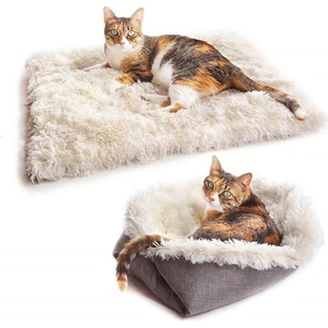 Cat and dog bed, 2-in-1 dual function: cat basket, soft and comfortable dog cushion, puppy nest, fluffy cat basket, improves sleep (1/5)