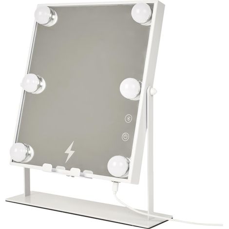 SPECCHIO LED con altoparlante e caricabatterie GIREVOLE in metallo (1/5)