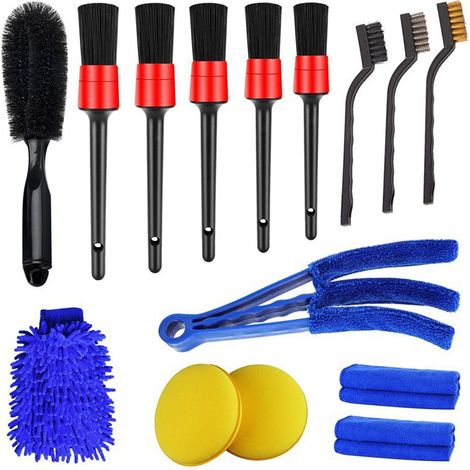 15-piece car cleaning kit, including a fine car wash brush set and interior/exterior car cleaning kit. Suitable for car, motorcycle, and bicycle wheels, engines, car emblems, air conditioning vents, d (1/5)