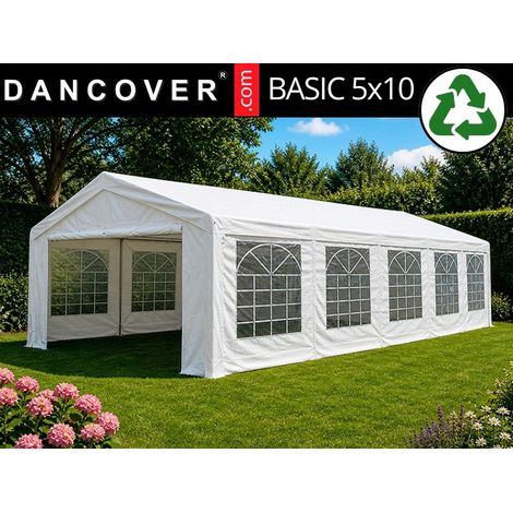 Partyzelt Basic 5x10m PE 500, Weiß - Dancover