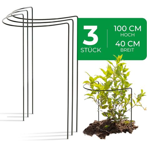 3 supports pour arbustes semi-circulaires, 40 cm Ø, 100 cm H, verts