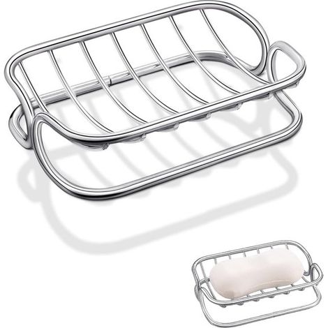 Portasapone autosvuotante in acciaio inox per doccia, bagno e cucina. Robusto supporto in metallo. (1/5)