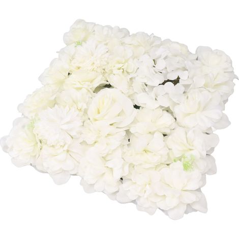 Künstliche Blumenwandpaneele, künstliche Seidenrosen, Hochzeitsdekoration, Bühnenhintergrund, 38 x 38 cm, Weiß (1/5)