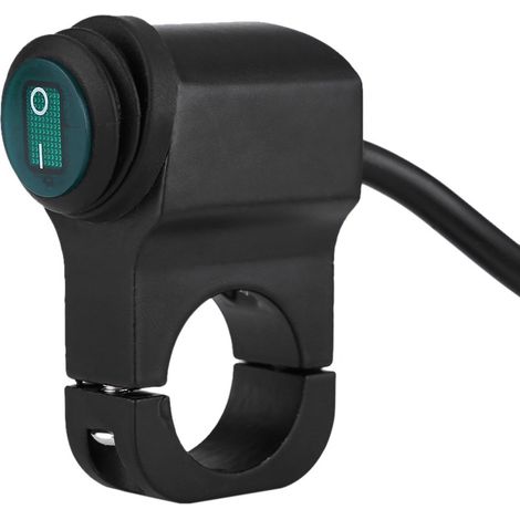 Bouton de Guidon Moto Universel, 12V, 22mm, Interrupteur Phare Antibrouillard ON/OFF, Étanche, Alliage d'Aluminium, avec Voyant Vert (1/5)