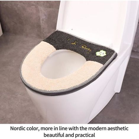 Coussin Siège Toilette - Flanelle Épaisse - Antidérapant Imperméable - Pour Siège Rond et Ovale - 43 x 37 cm - 2 Pièces (1/4)