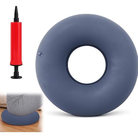 Coussin Coccyx Gonflable AntiEscarre Fessier Forme Donut Ergonomique pour Soulager Douleurs, Hémorroïdes, Post-Accouchement, Assise Confortable pour Bureau Voiture Maison avec Pompe Incluse (1/5)