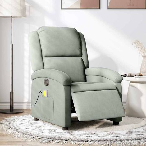 Massagesessel Elektrisch Hellgrau Samt