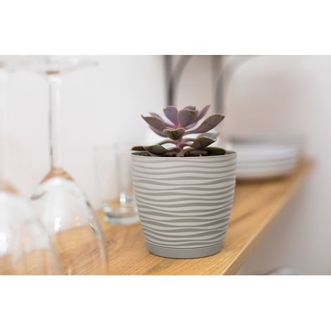 Sahara Petit 19 Blumentopf mit Untersetzer, weiß, FORM-KUNSTSTOFF