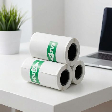 Pack of 3 Rolls of 57mm x 3m Transparent Thermal Paper Self Adhesive 25mm Diameter for Mini Portable Printers Instant Cameras Inkless Photo Labels Durable and Portable (1/5)