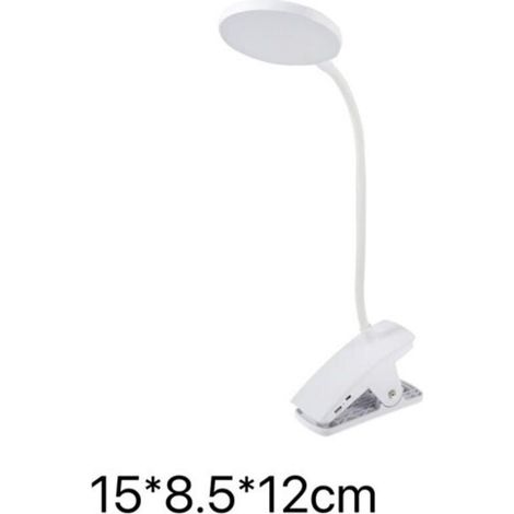 Lampe de chevet à pince, alimentée par batterie, avec 3 niveaux de luminosité et rechargeable par USB (1/3)